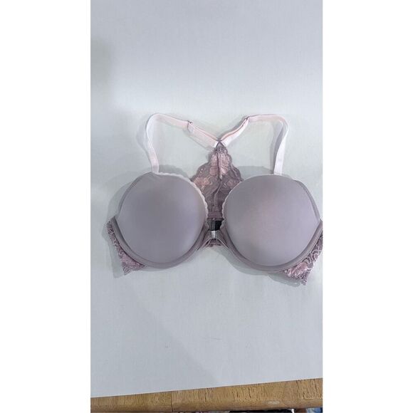 ADORE ME LITE LAVENDER BRA SZ 32DD LACE T BACK LACE SIDE ADJ STRAPS FRONT FASTEN - Picture 2 of 8